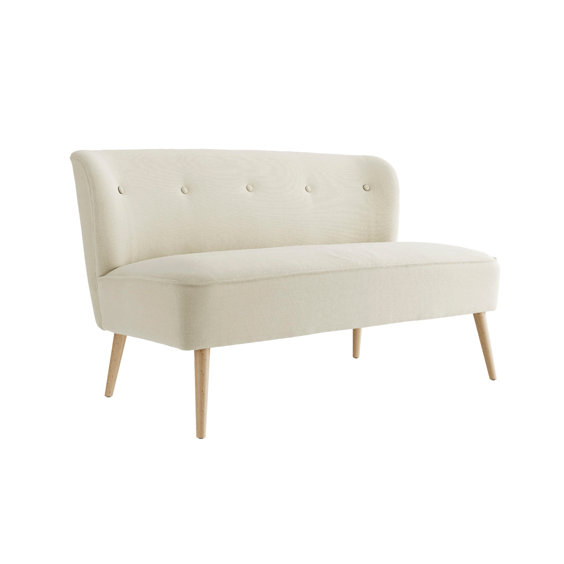 Beau Sand Beige & Blonde Wood Sofa | 2 Seater